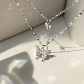 【最大1500円OFF×P5倍】新品 ネックレス レディース 蝶 姫様 女 彼女 シルバー999 二連 冠婚葬祭 デイリー 結婚式 アクセサリー カジュアル 喪服 お葬式 長め 短め プレゼント シルバー ゴールド シンプル フォーマル 人気 おしゃれ ファッション
