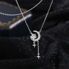 【最大1500円OFF×P5倍】ネックレス キラキラ レディース 星 月 星空 女性 彼女 可愛い アクセサリー 豪華 冠婚葬祭 結婚式 シルバー999 喪服 お葬式 長め 短め エレガント デイリー プレゼント シルバー ローズゴールド シンプル おしゃれ 人気