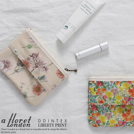 ティッシュポーチ 02 リバティプリント 使用 13.5×11cm ティッシュカバー 小物入れ フラット サニタリーポーチ ポケットティッシュ コスメポーチ ギフト かわいい おしゃれ 日本製 花柄 綿100%【フローレットロンドン】【返品・交換不可】