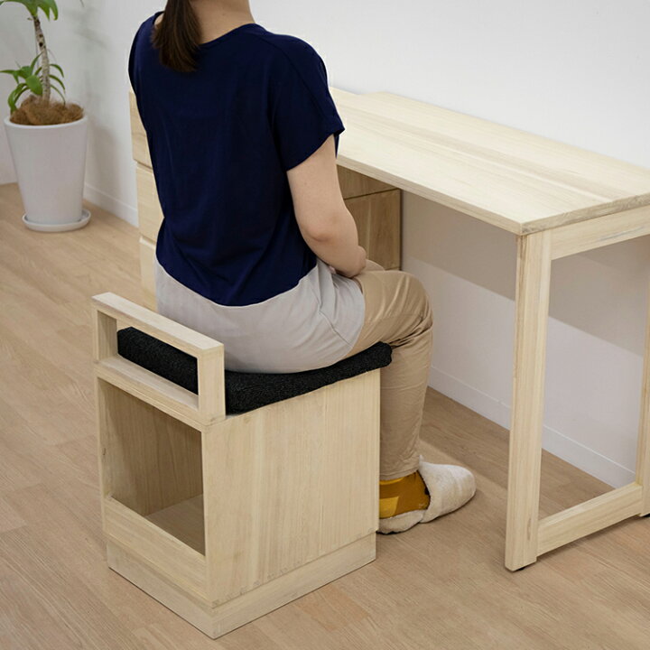 新品未使用】天然桐材ドレッサー ④桐スツール 木の椅子 木の家具 学習 