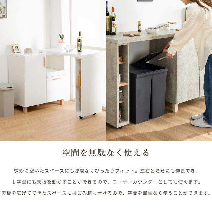 楽天市場】キッチンカウンター ゴミ箱 収納 間仕切り 伸長式 