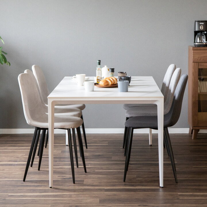 白いダイニングテーブル 150cm x 80cm セラミックテーブル ダイニング 