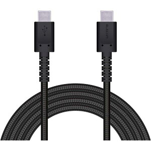 �G���R�� USB�P�[�u�� TypeC to TypeC PowerDelivery�Ή� �y�ő�3A�ō����[�d�z���ϋv USB2.0�F�ؕi 2.0m �u���b�N �yiPhone 16 �V���[�Y �Ή����؍�