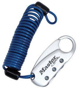 Master Lock 正規輸入品 ダイヤル式コイルケーブルロック(暗証番号ロック) 90cm ブルー 1559JADBLU