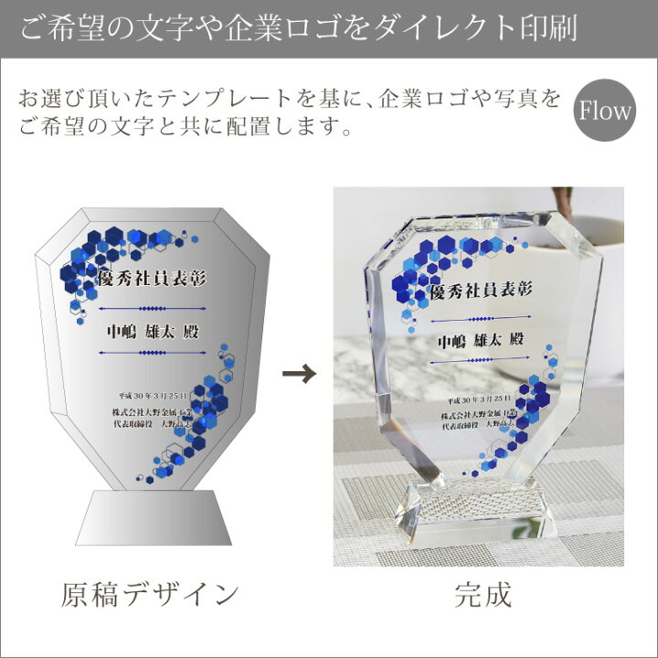 楽天市場】トロフィー クリスタル 盾 DP-2C(小) 名入れ 記念品 表彰状 