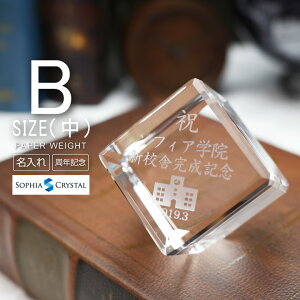 クリスタル ペーパーウェイト DW-15B(中) キューブ 文鎮 名入れ 記念品 開店祝い 表彰 感謝状 周年記念 創立記念 還暦 古希 退職祝い 新築祝い 就職 入学 卒業 オリジナル ギフト プレゼント 贈