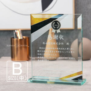 ガラス 表彰楯 PS-2B (中) 表彰状 表彰 盾 感謝 記念品 退職祝い 名入れ プレゼント トロフィ 周年記念 記念品