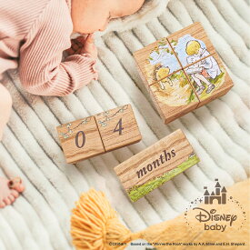 マイルストーンブロック クラシック・プー | 木製 月齢フォト マタニティ ウッドブロック Disney 【 ベビー メモリアル 10ピース ギフトボックス付き 記念 積み エイジブロックス キューブ ウッド 記念写真道具 木 赤ちゃん インスタ映え