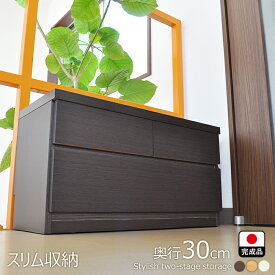 チェスト 完成品 国産 奥行30cm （75cm幅2段 薄型 チェスト)【エール 収納付 ベンチ 木製 玄関ベンチ 箪笥 タンス 木製ベンチ 引き出し スリム 北欧風 おしゃれ 椅子 スツール テレビ台 アンティーク調 収納ベンチ ベンチチェスト 日本製 玄関 ベンチ 大川家具】郵