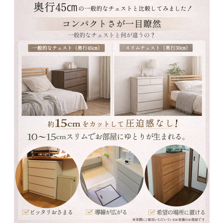 楽天市場】奥行30チェスト | 薄型チェスト 幅60cm 収納 5段 ボックス 