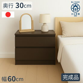［エントリーでポイント5倍］ 薄型チェスト | ベンチ 薄型 幅60cm 奥行30cm 2段 【 収納付 腰掛け 木製 玄関ベンチ 箪笥 タンス 木製ベンチ 引き出し スリム おしゃれ 椅子 スツール アンティーク風 テレビボード 収納ベンチ ベンチチェスト 日本製 大川家具
