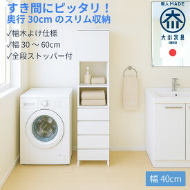 ［エントリーでポイント5倍］ ハピネス | 幅40cm 薄型 奥行30 コンパクト収納 ランドリー収納 薄型 スリム 【 右開き 国産 完成品 タオル 洗面所 収納 サニタリー収納 サニタリーチェスト ランドリー おしゃれ 棚 洗濯機 脱衣所 扉 サニタリーラック 薄型収納 大川