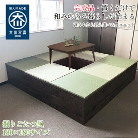 ［エントリーでポイント5倍！］ 小上がり 掘りごたつ 幅180cm 奥行180cm 掘り炬燵 清風 収納付き 【 脚を下せる 堀りこたつ 高床式ユニット畳 い草 収納 おしゃれ リビング 収納 幅180 ロータイプ 畳み たたみ マット 置き畳 畳ユニット 畳 マットレス畳