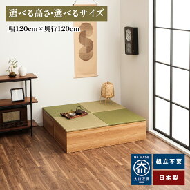 清風 | 幅120cm 奥行120cm 日本製 清風 収納付き 【 椅子として使える 小上がり 畳 高床式ユニット畳 い草 収納 デザイン畳 リビング ロータイプ 畳み たたみ マット 畳 国産 収納 毛布収納 イス代わり イスとして