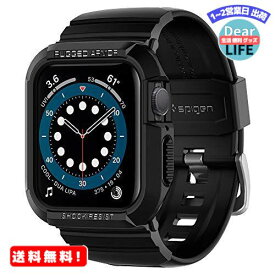 Spigen Apple Watch バンド 一体型 ケース Series SE/Series 6 / Series 5 / Series 4 対応 落下 衝撃 吸収 ラギッド・アーマー プロ 062CS25324 (ブラック)