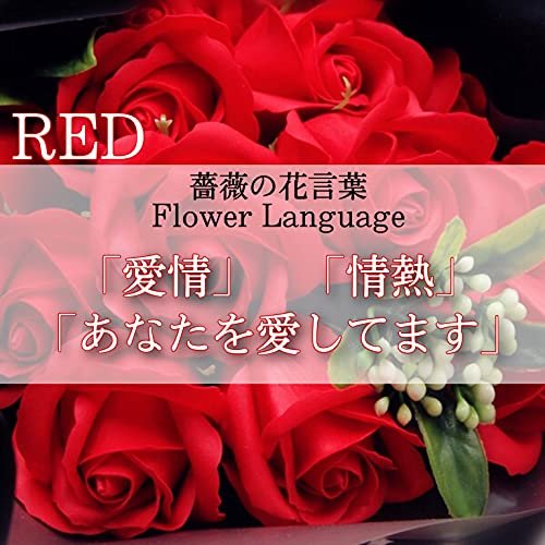 MR:Capiner 笑顔になる花束 ソープフラワー 結婚記念日 彼女 薔薇 花束 ギフト 造花 メッセージカード ショップバッグ付 (レッド)