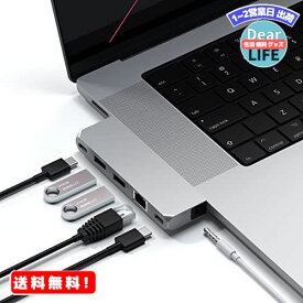 MR:Satechi USB-C PROハブ ミニ 6-in-2 (シルバー) USB4 USB-A/Cデータ イーサネット 音声ジャック (2021 MacBookPro 14/16インチなど対応)
