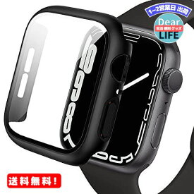 MR:Miimall Apple watch series 8 2022 45mm/7 2021 45mm カバー apple watch 8 保護フィルム 45mmアップルウォッチ シリーズ 7 保護ケース キズ防止 軽量 硬度9H PC素材 液晶全面保護 Apple Watch Series 7 強化ガラス ケース(45mm|ブラック色)