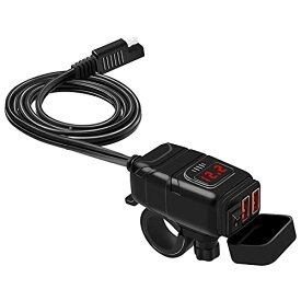 MR: Dreld バイク USB電源 充電器 USB2ポート 4.2A 電圧計付き ON/OFF電源スイッチ シガーライター搭載 ソケット GPS/スマホなどに適用USBチャージャー オートバイのハンドルやサイドミラーに取り付け可能 電源アダプター