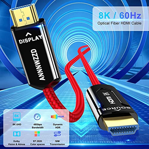 MR: ANNNWZZD 光ファイバーHDMI 2.1 ケーブル,8K 48Gbps HDMI 2.1