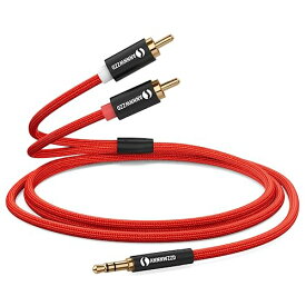 MR: ANNNWZZD RCA 3.5mm 変換, 3.5mm RCAオーディオケーブルAVセレクタ PC iPhone Android 端末 車載AUX などに対応 0.5M