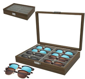 MR:サングラス収納ケース メガネ収納ボックス 8本用 木製の眼鏡の収納ボックス コレクションケース ジュエリー収納 小物アクセサリ収納 眼鏡ケース
