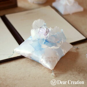 【マラソンポイントUP】名入れ刺繍可キット★ブルーエンジェル(スクエア)【リングピロー 手作りキット】レース おしゃれ かわいい 人気 結婚指輪 結婚祝い 結婚記念日 ギフト プレゼン