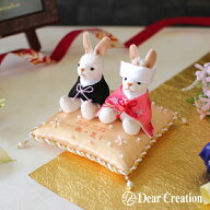 スーパーSALE!名入れ刺繍可キット★和のプチラビット（スクエア）【リングピロー　和風　手作りキット】…