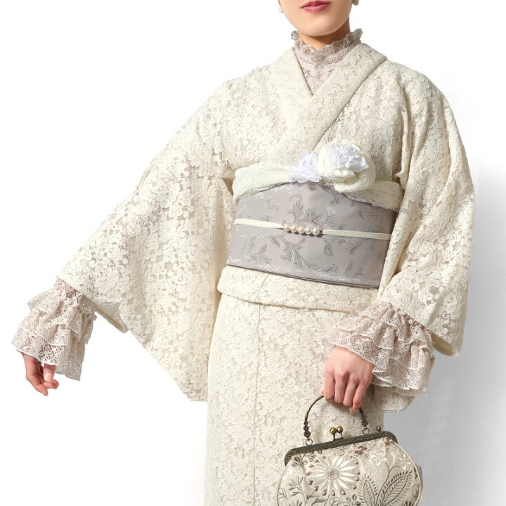 楽天市場】レース着物 袷 ラッセルレース シフォン オフ白 クリーム  