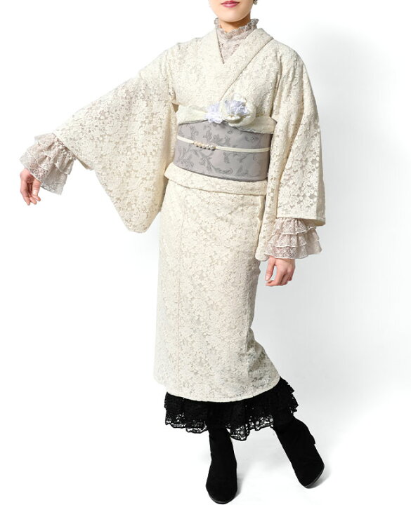 楽天市場】レース着物 袷 ラッセルレース シフォン オフ白 クリーム  