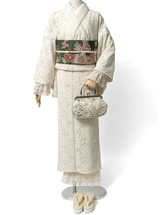 楽天市場】レース着物 袷 ラッセルレース シフォン オフ白 クリーム  
