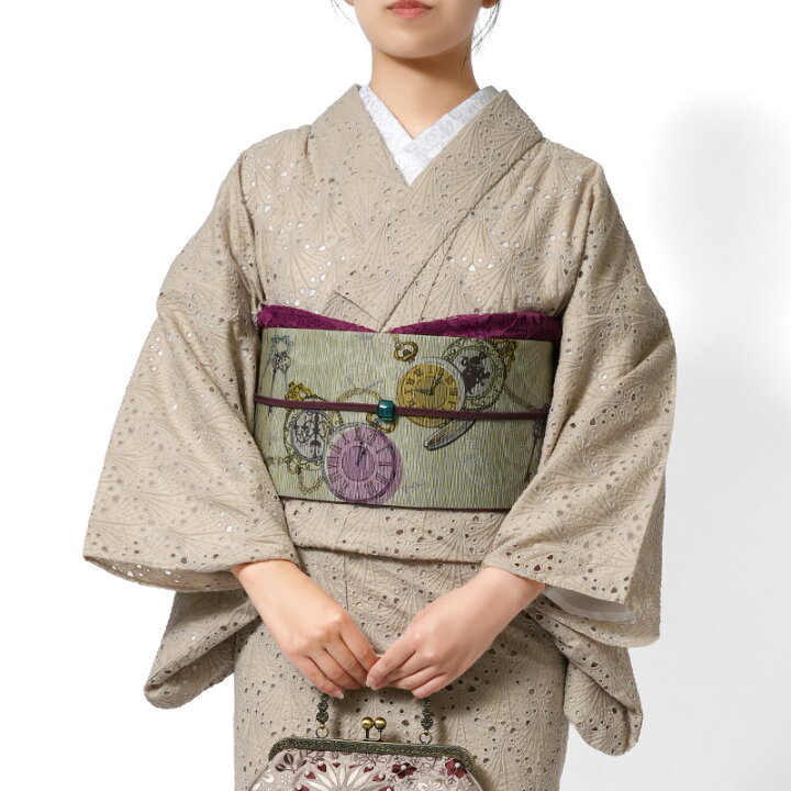 楽天市場】着物 刺繍 レース 扇型 ベージュ 単衣 洗える 仕立て上がり 