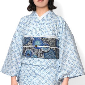 【40%OFF】着物 エンブロイダリーレース 白 青 七宝 刺繍 単衣 きもの 仕立て上がり 日本製 綿 女性用 レディース 春 夏 秋 レース着物 夏着物