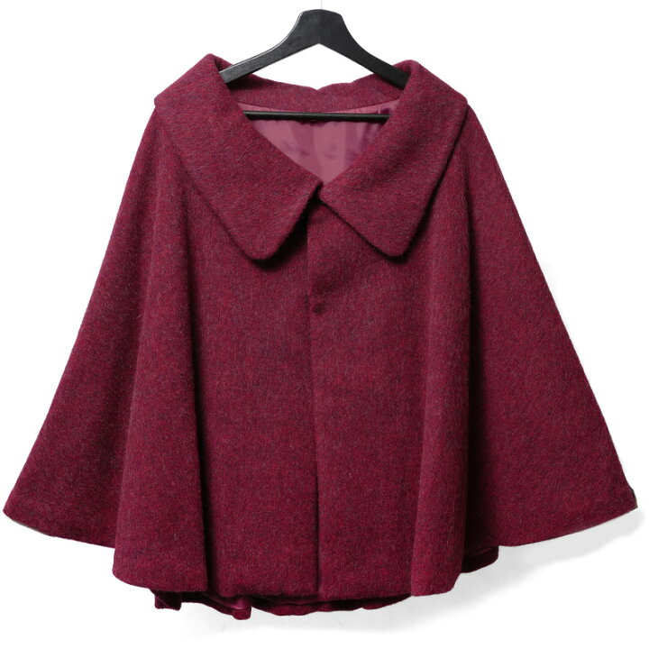 楽天市場】【30%OFF】ケープ コート 赤 ボルドー えんじ メランジ 