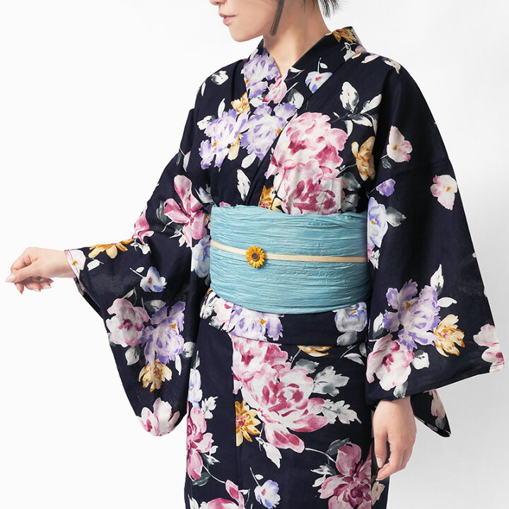 楽天市場】浴衣 黒 紺 ボタニカル 花柄 木綿 古典柄 大人 上品 20代 30  