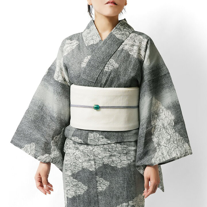 楽天市場】浴衣 本麻 近江ちぢみ 瑞雲 グレー レディース 吉兆文様  