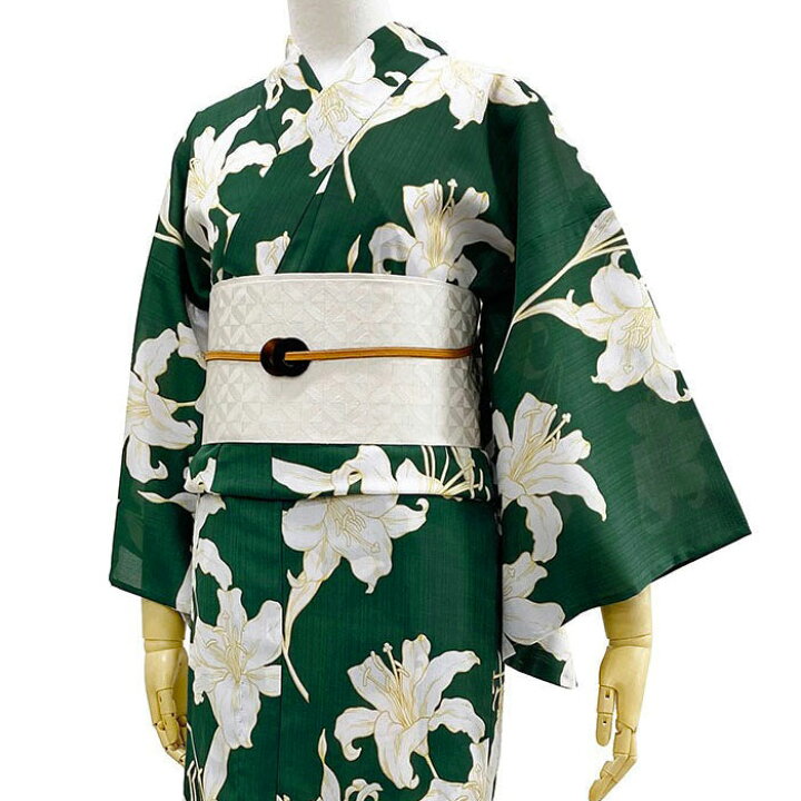 楽天市場】撫松庵 アウトラインリリー 緑 花 百合 セオアルファ 単衣  