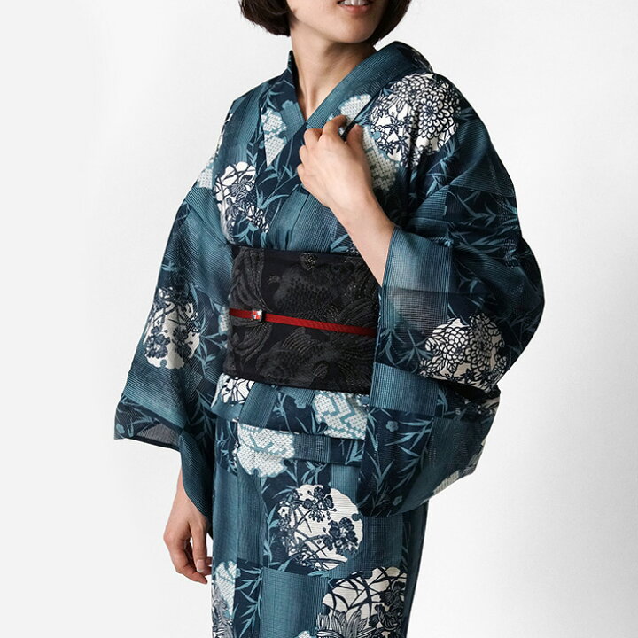 楽天市場 Max00円offクーポン配布中 綿絽浴衣 単品 雪輪 ターコイズ レディース 30代 40代 50代 女性用 青 紺 白 レトロ 古典柄 夏着物 Dear Japan 楽天市場店