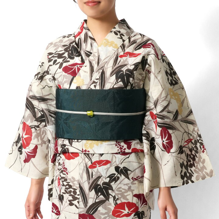 楽天市場】浴衣 芸艸堂 綿絽 秋草 朝顔 オフ白 赤 ブラウン 花 植物 