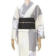 【MAX15%OFFクーポン】撫松庵 あやめ縞 白地 オフ白 オフホワイト セオアルファ 古典柄 菖蒲 単衣 夏着物…