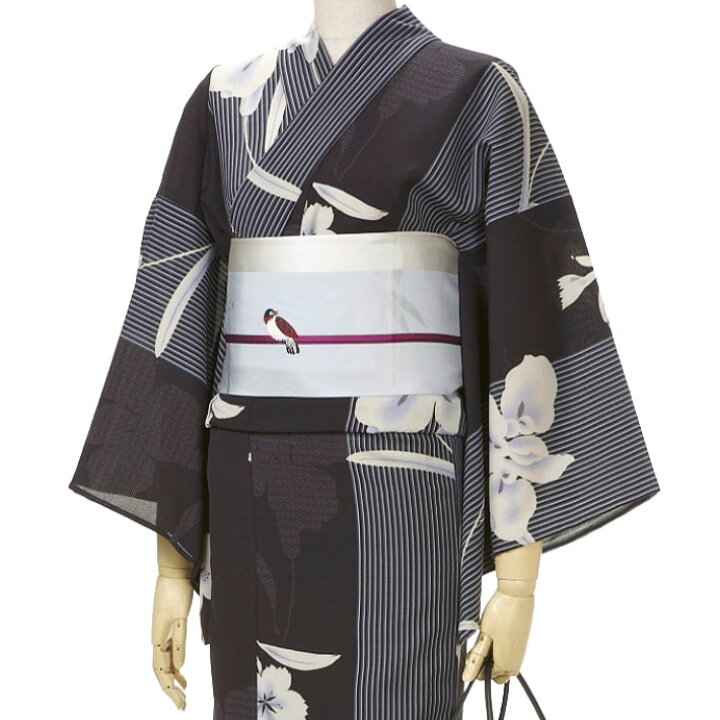 楽天市場】撫松庵 あやめ縞 黒 黒地 セオアルファ 単衣 夏着物 浴衣  