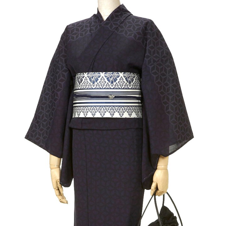 楽天市場】撫松庵 すかし麻の葉 ネイビー 濃紺 セオアルファ 単衣 夏 