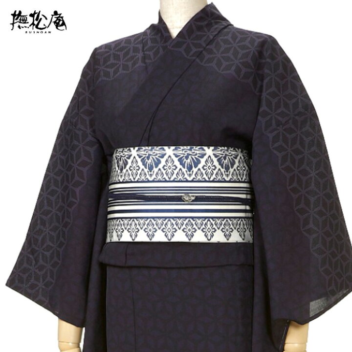 楽天市場】撫松庵 すかし麻の葉 ネイビー 濃紺 セオアルファ 単衣 夏 