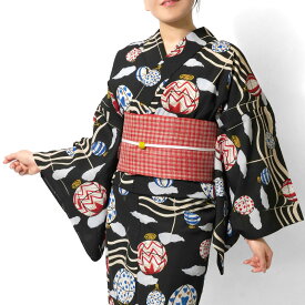 浴衣 tsumori chisato セオアルファ 気球 黒 黒地 レディース 30代 40代 50代 モダン ポップ メルヘン 個性的 女性用 仕立上がり 単品 夏 日本製 ツモリチサト