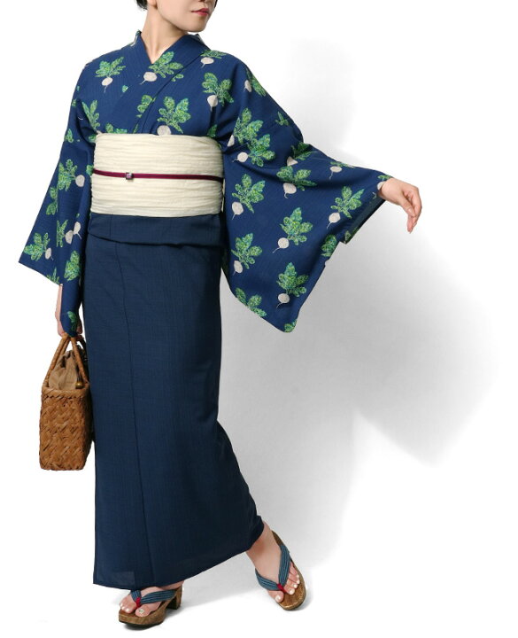 楽天市場】【15%OFFクーポン配布中】夏着物 ラディッシュ ネイビー 紺 
