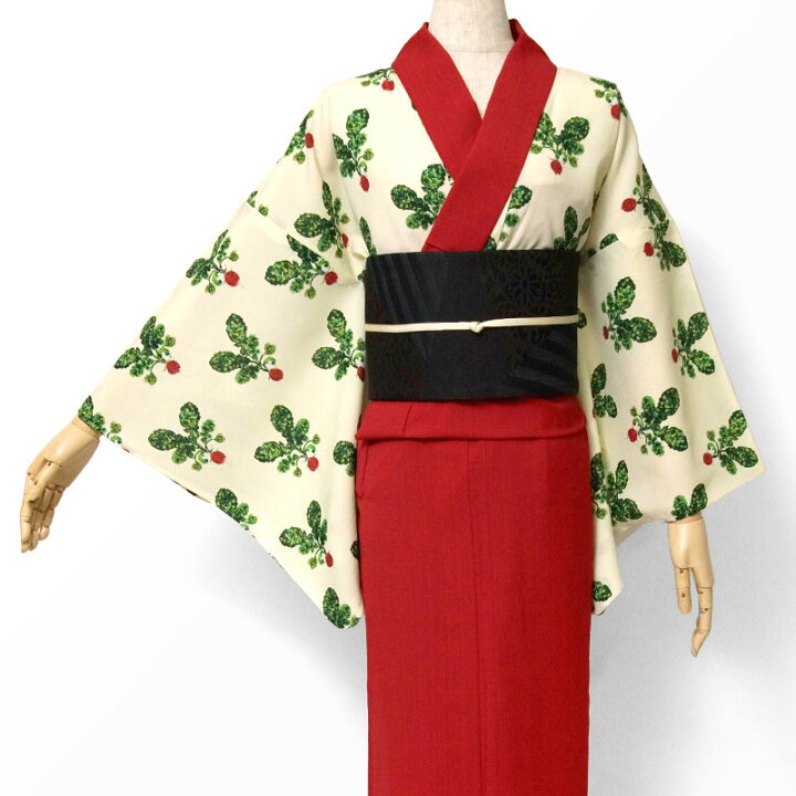 楽天市場】【50%OFF】夏着物 ラディッシュ 赤 クリーム 袴風 セオ 