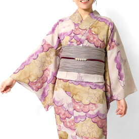 浴衣 tsumori chisato セオアルファ 雲 森 街 ピンク レディース 夏着物 30代 40代 50代 モダン ポップ メルヘン 個性的 女性用 仕立上がり 単品 夏 日本製 ツモリチサト