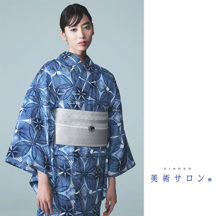 楽天市場】浴衣 美術サロン 藍捺染 知多木綿 綿麻 変わり七宝 藍 紺 白  