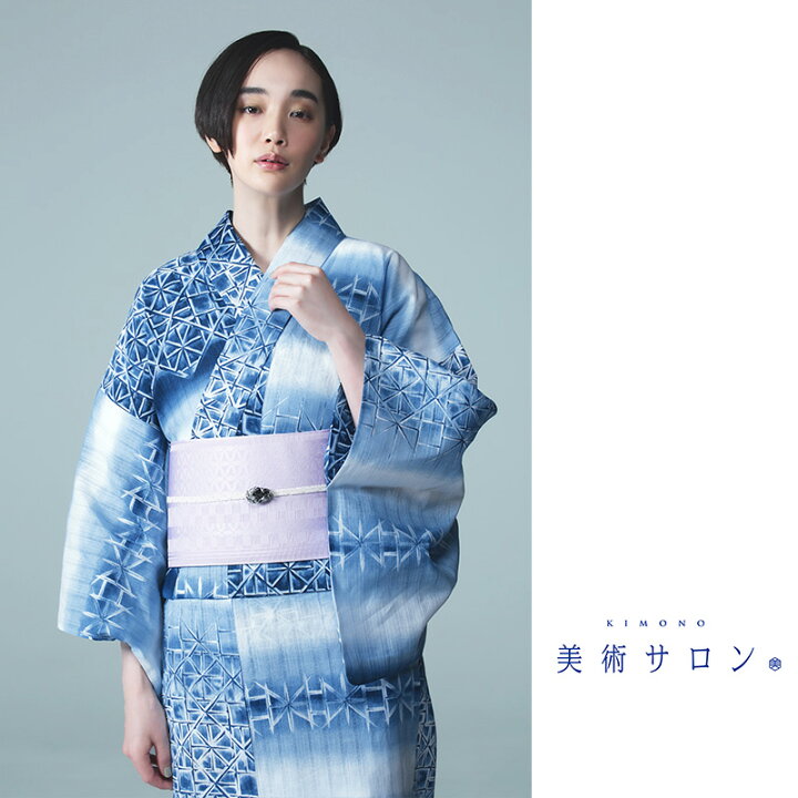 楽天市場】浴衣 美術サロン 藍捺染 知多木綿 綿麻 切子ガラス風 藍 紺 