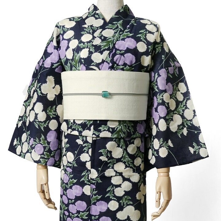 楽天市場】浴衣 芸艸堂 綿絽 アザミ 紫紺 オフ白 藤 花 UNSODO 